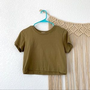 cotton on olive green crop top